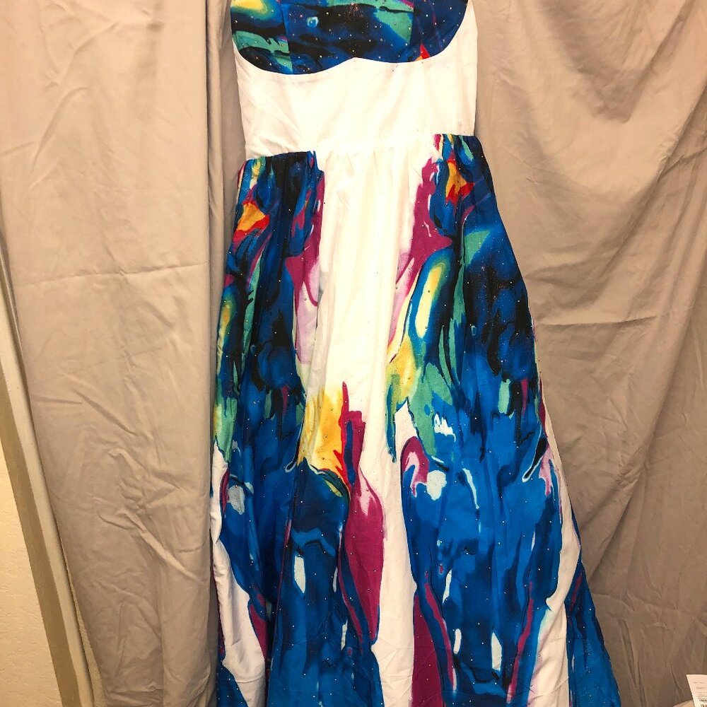 bundle rainbow crystal custom never worn formal gown, white separate petticoat